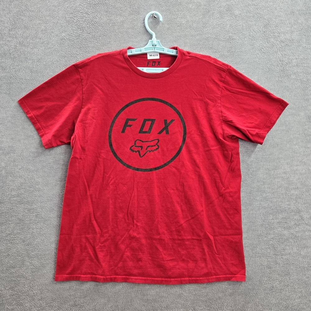 Fox Men Shirt L Red Head‎ Logo Short Sleeve